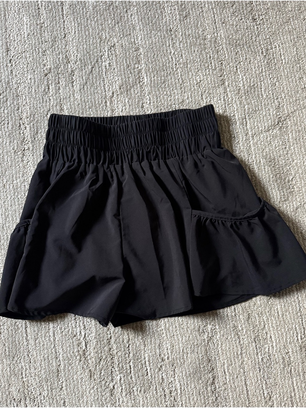 Black Athletic High-Waisted Ruffle Skort